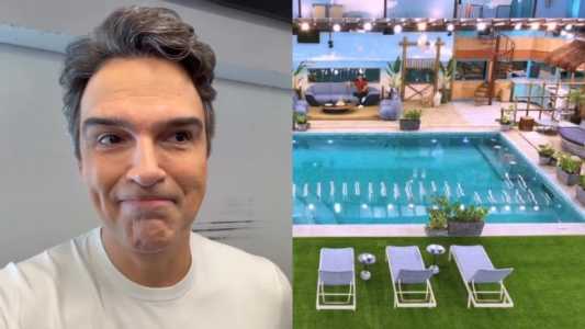 Tadeu Schmidt e área externa da casa do BBB 25