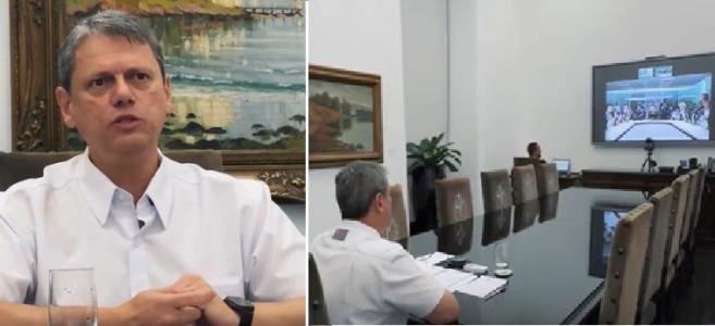 Tarcísio de Freitas, governador de São Paulo, em reunião com governadores de direita