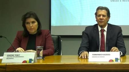 Tebet e Haddad falaram, em coletiva, sobre mudança para meta contínua de inflação