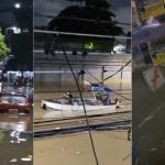 Temporal no Rio: vídeo mostra alagamentos e moradores ilhados circulando de barco em avenida