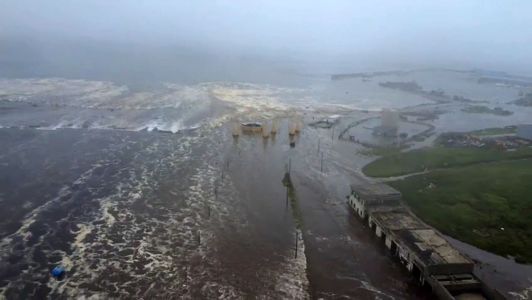 Serviço Geofísico da Academia Russa de Ciências mostra o tsunami que atingiu Severo-Kurilsk, na ilha de Paramushir, no norte das Ilhas Curilas da Rússia.