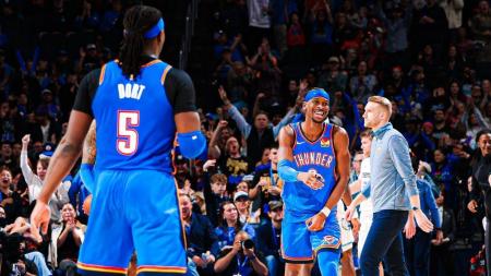 Shai Gilgeous-Alexander em ação pelo Oklahoma City Thunder na temporada 2025/2026 da NBA
