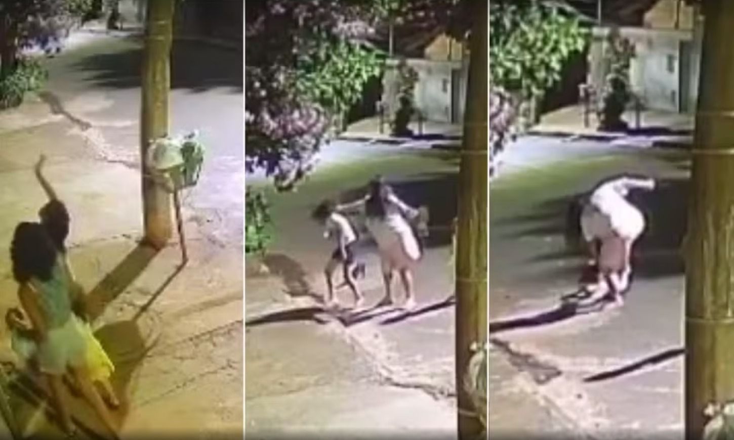 Vídeo: tia chuta e bate cabeça de sobrinha em asfalto após criança tocar campainha e sair correndo