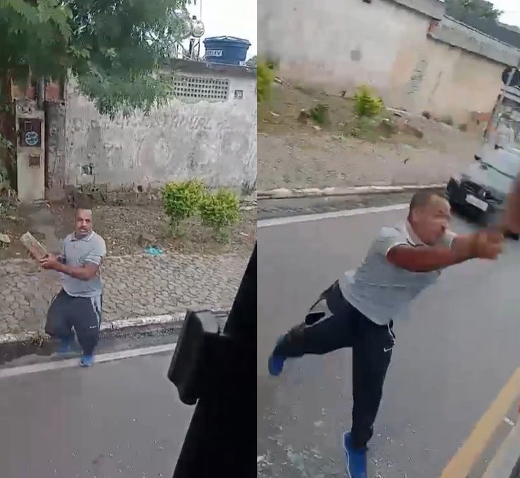 Vídeo: homem arremessa tijolos contra motorista de ônibus em Betim (MG)
