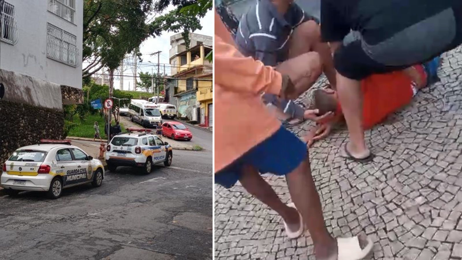 Vídeo: bandidos atiram contra base da guarda no São Pedro, em BH, e homem é baleado