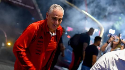 Tite na chegada do Flamengo a Belo Horizonte, local do jogo contra o Cruzeiro
