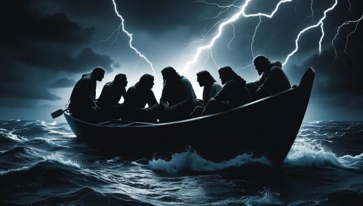 Jesus e os demais na barca