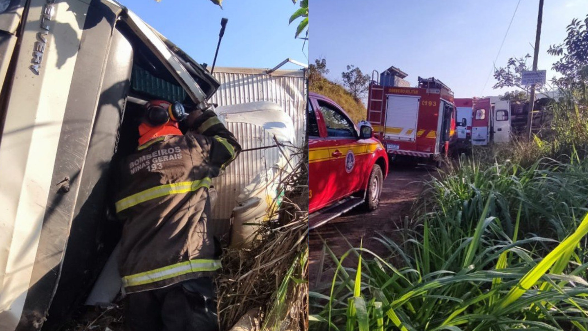 Tombamento de caminhão deixa motorista ferido em MG