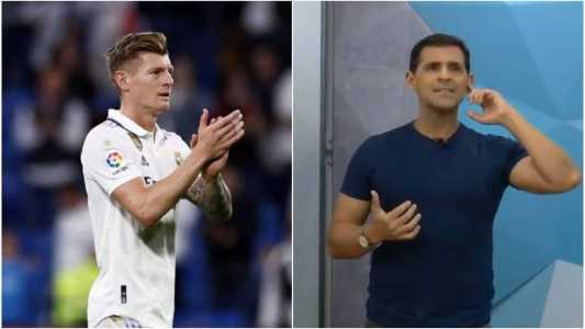 Toni Kroos (esq) e Vibrante (dir), da TV Tribuna