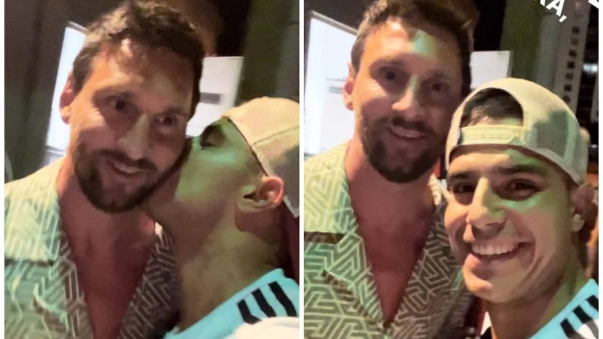 Torcedor da beijo no rosto de Messi e viraliza nas redes; veja vídeo