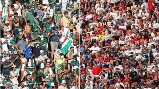 Torcida do Palmeiras aparece na frente da do São Paulo