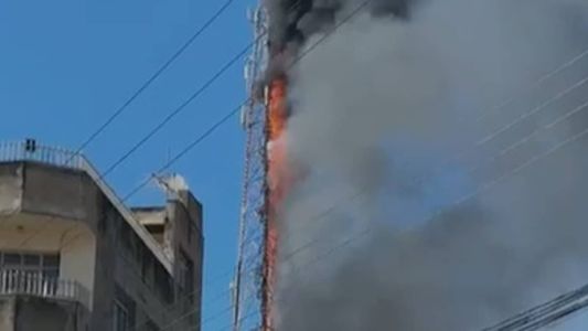 Torre de telefonia pega fogo em Bom Despacho (MG)