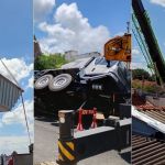 Trabalhador grava momento em que guindaste tomba e piscina cai sobre casas em Uberlândia; veja