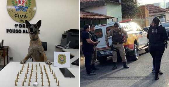 Foto mostra drogas apreendidas pela Polícia Civil em Pouso Alegre (MG)
