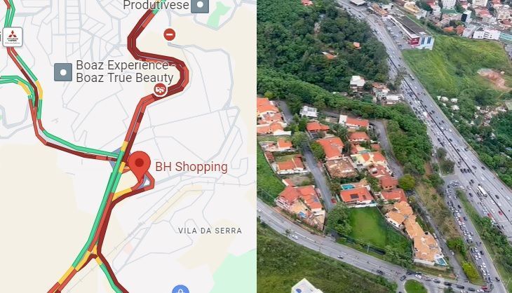 Cratera no bairro Belvedere trava trânsito nas avenidas Raja Gabaglia, Nossa Senhora do Carmo e na BR-356