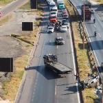Carro capota na BR-040, na Grande BH, e provoca congestionamento quilométrico