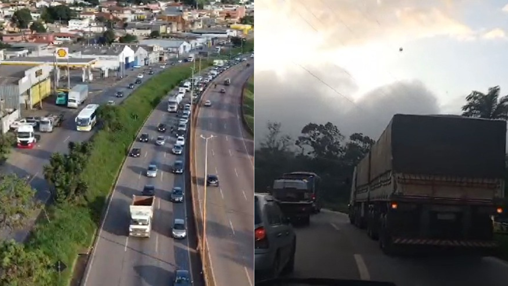 Vídeo: carreta com defeito trava trânsito no Anel Rodoviário nesta manhã