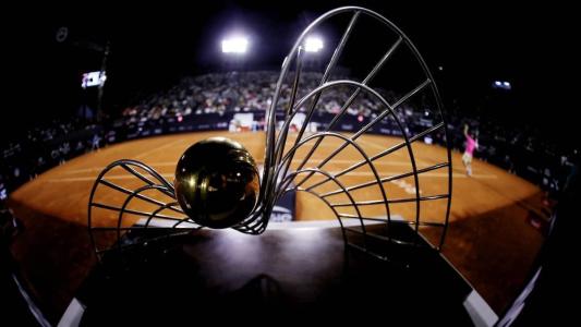 Troféu do Rio Open durante a final deste ano, entre Cam Norrie e Carlitos Alcaraz