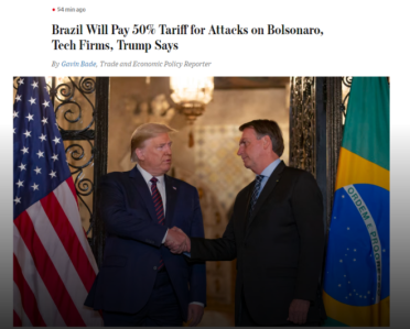 Imprensa internacional repercute tarifaço de Trump contra o Brasil