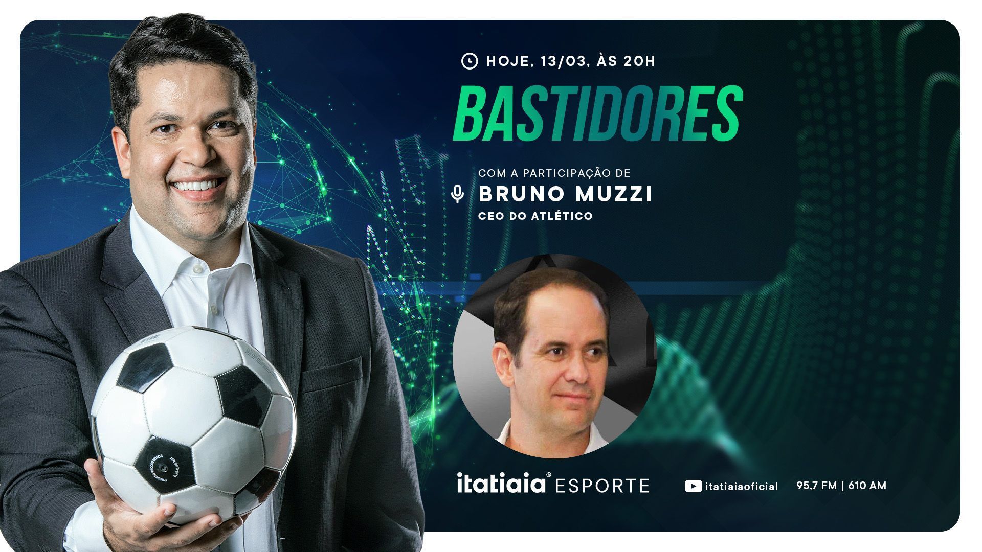 CEO do Atlético, Bruno Muzzi será o convidado do Bastidores desta quarta-feira