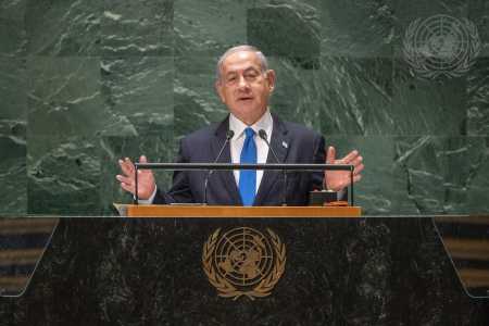 Benjamin Netanyahu, primeiro-ministro de Israel, na Assembleia Geral da ONU de 2023