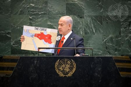 Benjamin Netanyahu, primeiro-ministro de Israel, na Assembleia Geral da ONU em 2025