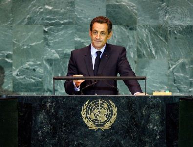 Ex-presidente da França, Nicolas Sarkozy, em discurso na Assembleia Geral da ONU em 2009