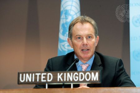 Tony Blair, ex-premiê britânico, durante uma entrevista coletiva na ONU em setembro de 2005