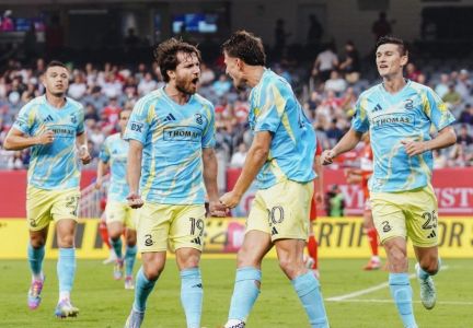 Time do Philadelphia Union comemora gol pela MLS em 2025
