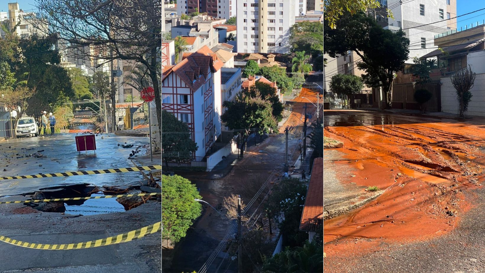 Após 'rio de lama' invadir rua do bairro Serra, em BH, novo vazamento é registrado