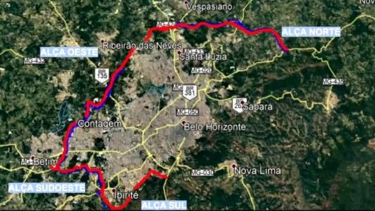 Veja o mapa do traçado do novo Rodoanel Metropolitano de BH