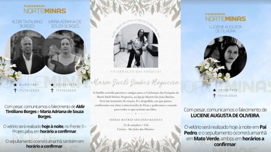 Velórios ocorrerão entre segunda (20) e terça-feira (21)