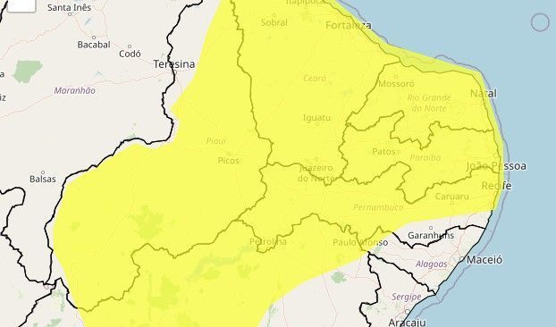 Centenas de cidade do Nordeste estão sob alerta de 'perigo' para vendaval nesta quarta (17); veja lista
