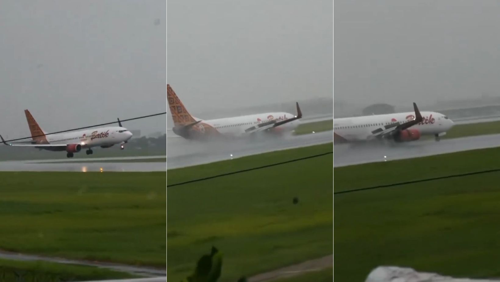 Vento cruzado faz avião inclinar e pousar 'torto' na Indonésia; veja vídeo