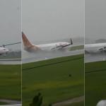 Vento cruzado faz avião inclinar e pousar 'torto' na Indonésia; veja vídeo