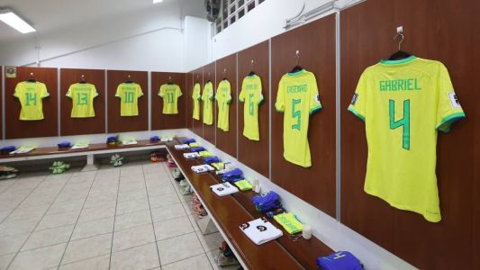 Vestiário da Seleção Brasileira no estádio Nacional de Lima, no Peru