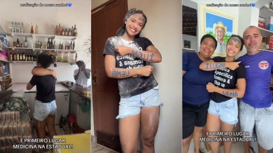 Vídeo: aluna 1º lugar em Medicina leva família às lágrimas ao revelar surpresa em bar do pai