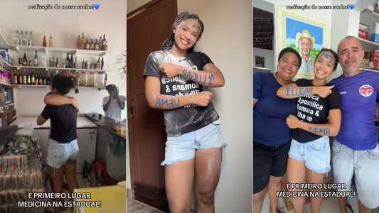 Vídeo: aluna 1º lugar em Medicina leva família às lágrimas ao revelar surpresa em bar do pai