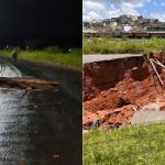 Vídeo: após forte chuva, cratera engole pista e bloqueia acesso em Juiz de Fora, no interior de MG