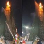 Vídeo: árvore de Natal pega fogo dois dias após inauguração em praça