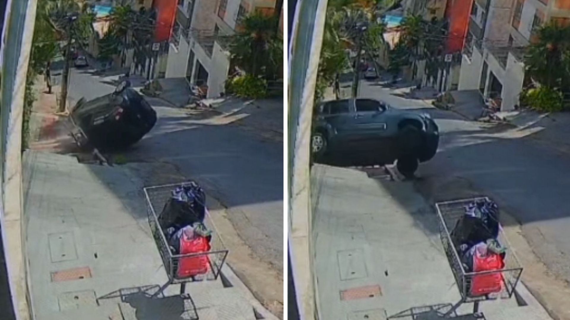 Carro capota após motorista tentar subir ladeira na região Centro-Sul de BH