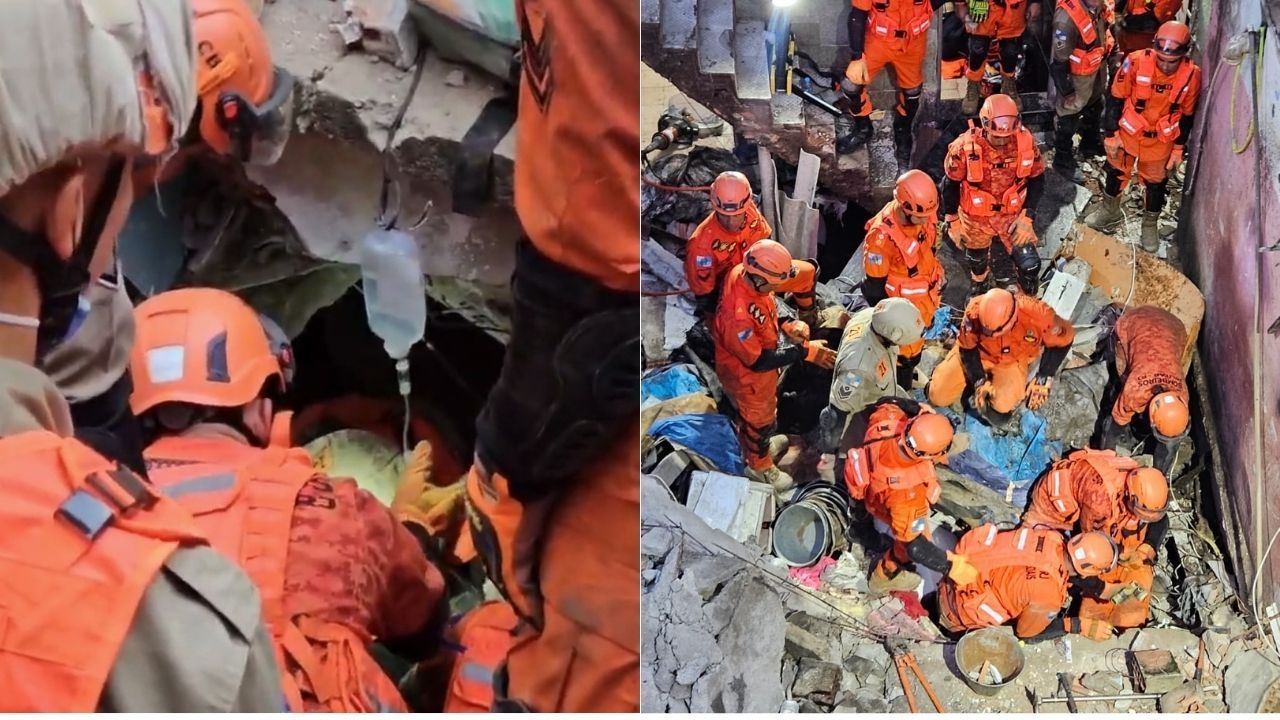 Vídeo: criança pede socorro e é resgatada com vida após desabamento no Rio: 'Mãe, me tira daqui'