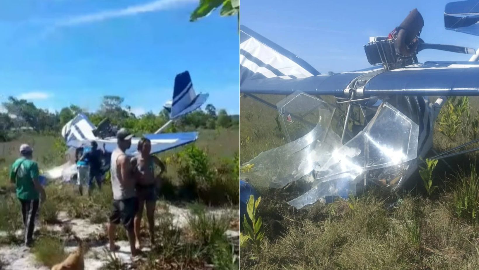 Vídeo: dois homens ficam feridos após avião ultraleve cair em Prado, na Bahia