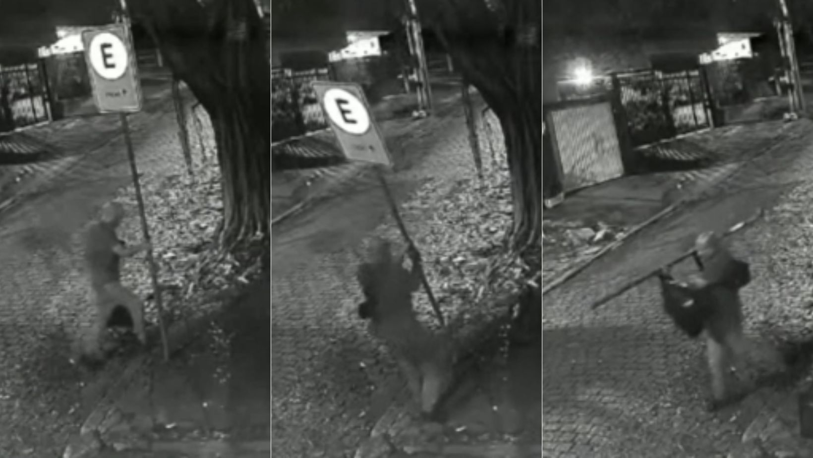 Vídeo flagra homem roubando poste na Zona Norte do Rio de Janeiro; confira