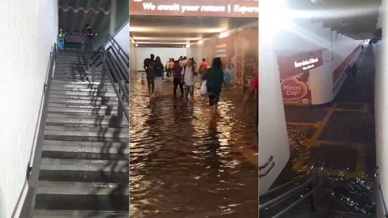 Vídeo: temporal alaga Estação Eldorado do metrô e afeta circulação de usuários