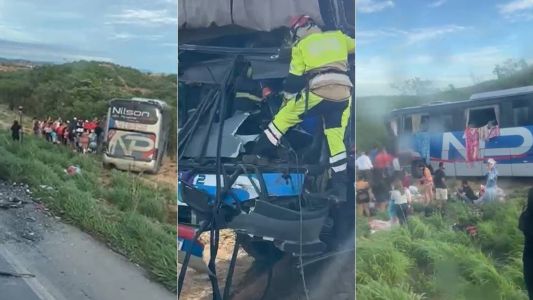Vídeo: grave acidente entre dois ônibus deixa feridos na BR-251, no Norte de Minas