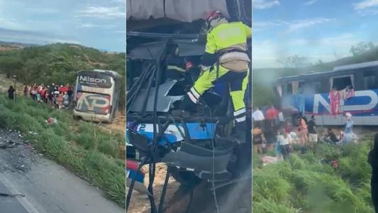 Vídeo: grave acidente entre dois ônibus deixa feridos na BR-251, no Norte de Minas