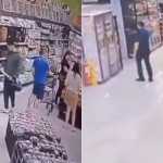 Vídeo: homem é preso após atacar gerente de supermercado com pá
