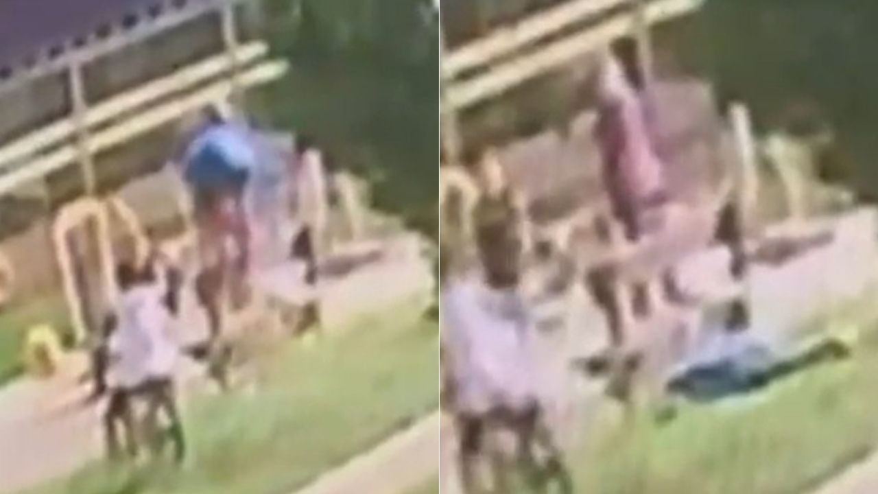 Vídeo: homem morre após dar salto mortal enquanto brincava com o filho em praça, em Goiás