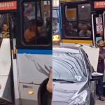 Vídeo: homem tenta entrar com geladeira em ônibus, é impedido e xinga motorista no RJ